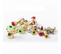 Volakebeing 25pcs Brass Dumbbell Eyes Fly Tying Hourglass Beads Assortment 3.2-6.3mm Random Colours for Nymphs and Streamers Fishing Lure(5.5mm)