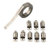Volakebeing 304 Stainless Steel Adjustable Hose Clamp Kit 3.5 Meters with 8 Fasteners for Industrial Automotive Marine Applications(D)