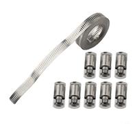 Volakebeing 304 Stainless Steel Adjustable Hose Clamp Kit 3.5 Meters with 8 Fasteners for Industrial Automotive Marine Applications(E)