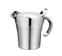 Volakebeing 304 Stainless Steel Double Walled Insulated Sauce Jug Gravy Boat with Hinged Lid for Controlled Pouring of Hot or Cold Sauces, Dressings and Broths(450ML)