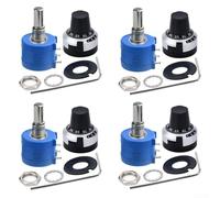 Volakebeing 4 Pack 10K Ohm Rotary Potentiometer for 3590S-2-103L Multi-Turn Wirewound with ±0.25% Linearity, 1M Rotations Life, Includes Blue and Black ABS