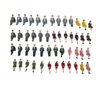 Volakebeing 50 PCS Scale 1:32 Sitting Model Train Figures Mixed Painted Miniature People Male Female Plastic Characters for Railway Architecture Scenery Display Layout