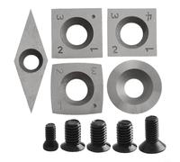 Volakebeing 5Pcs Carbide Inserts Set for Wood Lathe Turning Tools Woodworking Replacement Cutters Tips with Screws Multiple Shapes and Sizes for Professional Woodworkers