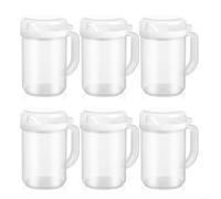 Volakebeing 6 Pack Mini Plastic Pitchers for Kids, 20 oz Food-Grade PP Small Jugs with Ergonomic Handle and Pour Spout, Child-Safe Design for Independent Learning at Home