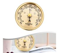 Volakebeing 70mm Gold Pointer Barometer Household Air Pressure Gauge Mechanical Atmospheric Pressure Meter Aluminium Desktop Weather Station No Battery Required