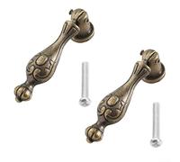 Volakebeing Antique Bronze Cabinet Knob With Pendant Drop Pull Handle, Vintage Alloy Hardware For Drawer, Door, Closet, Wardrobe, And Suitcase Decoration With Screws