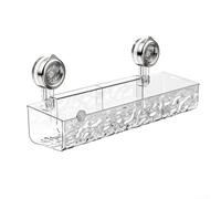 Volakebeing Bathroom Wall Mount Storage Shelf With Heavy Duty Suction Cup Clear Waterproof Shower Organizer Basket With Drainage Design Multi Purpose Home (gray)