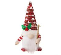 Volakebeing Battery Operated Light Up Gnome Figure Nordic Handcrafted Standing Tomte Doll Scandinavian Plush Table Ornament Home Display(Red)