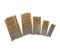 Volakebeing Drill Bit Set 50 Pcs For HSS Gold Coated High-Speed Steel Drill Bits for Metal Wood Masonry Plastic Aluminum Copper Thin Iron Plates 0.5-3mm with Heat