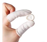 Volakebeing For 100 Pcs Non-Slip Latex Finger Cots for Industrial Electronic Work, Fingertip Protection Gloves for Microelectronics Assembly, Nail Art, Tattooing,(White)