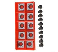 Volakebeing For 10pcs 14x14mm Carbide Inserts Square for Woodworking Spiral Planer Head, T21348 Compatible, 30° Cutting Angle, 4-For Edge Reversible, M6*15 Screws