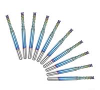 Volakebeing For 10pcs 2.4mm Carbide Blue Coated End Mill For CNC Router Bits for PCB, Wood, Aluminum - /8" Shank, 38mm Overall Length