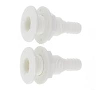 Volakebeing For 2 Pack 19mm 3/4 Inch White ABS Thru Hull Skin Fitting for Boat Bilge Hose Drain Outlet Compatible with Marine Yacht and Speedboat