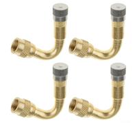 Volakebeing For 45° Metal Tyre Valve Extension Adapter 3.5 cm for Car, Motorcycle, Truck, Van - Gold Brass Valve Stem with Dust Cap, Right Angle Bend for Easy