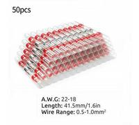 Volakebeing For 50 Pcs Waterproof Heat Shrink Butt Connectors with Solder Seal, Polyolefin Insulated Wire Terminals for Automotive and Marine Use, 32A 220V(red)