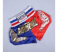 Volakebeing For Anotherboxer Unisex Muay Thai Boxing Shorts for MMA Kickboxing Training, Breathable Polyester Fight Shorts with Elastic Waist, Red+White(Blue+Red XL)