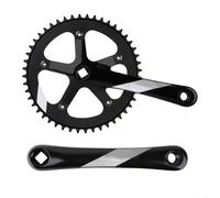 Volakebeing For Bike Single Speed Road for Bike Parts Black Arms 7075 Alloy Square Taper for Fixed Gear Track 130bcd Crankset 48t Single Chainring 170mm for Crank (Black)