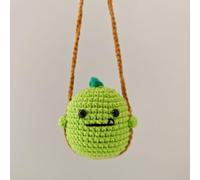 Volakebeing For Car Cartoon Animal Rearview Mirror Crochet Swing Pendant Ornament, Compatible with Most Cars, for Little Frogs/White Duck/Pink Penguins/Bunny/Little(Little dinosaur)