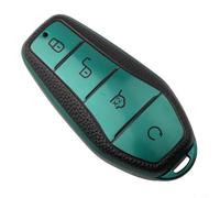 Volakebeing For Car Key Case for Song Plus, Yuan, Pro, Atto 3, Han - For Leather Shell Cover, Compatible with Factory Remote, Silver/Blue/Green/Red, For Easy(Green)