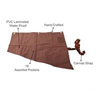 Volakebeing For Heavy Duty Waxed Canvas Tool Roll Bag with 16 Pockets for Spanner and Multi-Purpose Wrench Storage, Includes Cable Ties, Coffee (58x47cm)