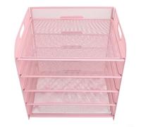 Volakebeing For Mesh Desk File Organizer with Handle, 5-Tier Metal Paper Sorter and Letter Tray for Office or Home, Ventilated Hollow Design for Dust Prevention,(C)