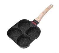 Volakebeing For Nonstick 4-Cup Egg Pan for Quick Breakfasts, Made with Maifan Stone Coating, Even Heat Distribution Aluminum Frying Pan Compatible with Gas(Black four holes)