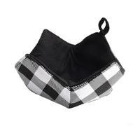 Volakebeing For Reversible Microwave Bowl Cozy Holder for Hot and Cold Food, Polyester Insulated Bowl Hugger with Sponge Layer, 8x8x3 in, Black + White(S)