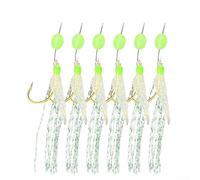 Volakebeing For Sabiki Fishing Rig 5 Pack Feathered Fishing Lure Having Glow Beads Saltwater Diverse Hook Rig Herring Bait Silicone Carbon Steel Hooks Scale 818 Luminous (12)