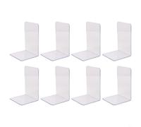 Volakebeing For Set of 8 Clear Acrylic Bookends for Home Office - L-Shaped, 3mm Thick Transparent Organizers for Books, Magazines, Files, For Long lasting & Stylish Desk