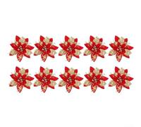Volakebeing Gold Glitter Christmas Vine Wreath Decorations for Door Window and Tree, 14.5 cm Polyester Non-Woven Fabric Floral Ornaments, Holiday Seasonal Home Décor(Red-2)