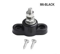 Volakebeing Heavy Duty Battery Terminal Block 12V 24V Power Distribution Block Stainless Steel Brass Plastic Base Multiple Cable Termination for Solar RV Truck(M6-Black)