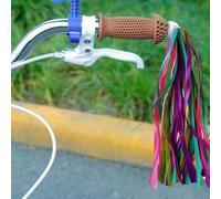 Volakebeing Kids for Bike Handlebar Streamers Colourful Tassels Handlebar Children for Plastic Balance for Bike Decorations Scooter Polyester for Fringe 25cm Long (Yellow pink)