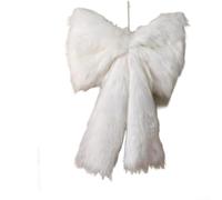 Volakebeing Large 40cm Green Christmas Tree Bow Decoration, Faux Polyester Festive Ribbon for Holiday Fireplace Mantel, Window Hanging Ornament Indoor Seasonal Décor(White Version)