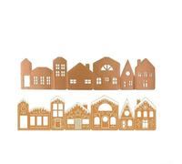 Volakebeing Light-Up Christmas Village Cardboard House Decoration, Battery Operated with 2 AA, Set of Two 39 in Strips, Festive Bakery Street Scene for Home Holiday