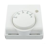 Volakebeing Mechanical Room Thermostat, ABS Housing, 220V AC Power, Rotary Knob Temperature Control, 10-30°C Range, for Floor Heating, White