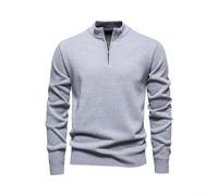 Volakebeing Men's Half-Zip Sweater Fleece Lined Warm Knitwear | Fleece lined interior, half-zip design, warm for retention, soft touch, winter essential