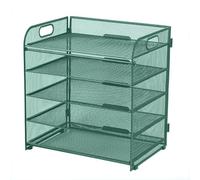 Volakebeing Mesh Desk File Organizer with Portable Handle, 5-Tier Metal Document Storage for Office, Ventilated Hollow Design, For Easy Assembly, For Long lasting Steel(D)
