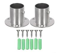 Volakebeing Pack of 2 Stainless Steel Wardrobe Clothes Rail Flange Sockets for Closet Rod or Curtain Shower Pole, Round Tube End Supports 28mm or 32mm Inner Diameter(28mm)