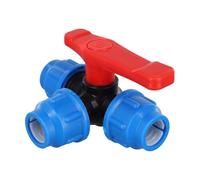 Volakebeing PE Pipe 3-Way Ball Valve for Plumbing, 20/25/32/40/50 mm Outer Diameter, For Durable Plastic PE Material, For Easy Install Water Flow Control Fitting for Household and(20mm)