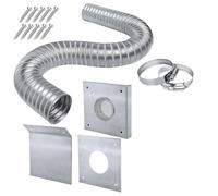 Volakebeing Pellet Stove Fresh Air Intake Kit 2 Inch Outside Cold Air Vent Kit with Flexible Aluminium Duct Pipe 60ft Extension for Wood Pellet Burner Ventilation