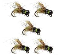 Volakebeing Pheasant Tail Nymph Grayling Bead Wet Fly Lures Sinking Fly Carbon Bead Hooks for Trout Patterns Top Fishing Nymphs Trout Head Steel Flies Prompt (White 12)