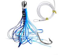 Volakebeing Saltwater Fishing Tuna Marlin Mahi Offshore Big Game 8 over 0 Hook 665g Metal Silicone 787inch Squid Skirt Lure For Deep Sea Trolling for Bait (A)