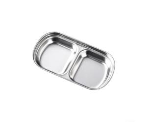 Volakebeing Sauce Dish with Single, Double, Three or Four Compartments for Grilling and Dipping, Small Metal Condiment Plate in Silver or Gold, Tableware Accessory(sliver-B)