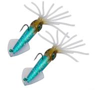 Volakebeing Sea Fishing Squid Jig Lures with 3D Holographic Eyes Artificial Bait Pre-rigged Luminous Octopus Fishing Tackle for Bass Tuna Marlin Sailfish Offshore Fishing (13.5cm 35.5g D)