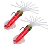 Volakebeing Sea Fishing Squid Jig Lures with 3D Holographic Eyes Artificial Bait Pre-rigged Luminous Octopus Fishing Tackle for Bass Tuna Marlin Sailfish Offshore Fishing (13.5cm 35.5g C)