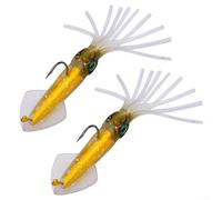 Volakebeing Sea Fishing Squid Jig Lures with 3D Holographic Eyes Artificial Bait Pre-rigged Luminous Octopus Fishing Tackle for Bass Tuna Marlin Sailfish Offshore Fishing (13.5cm 35.5g B)