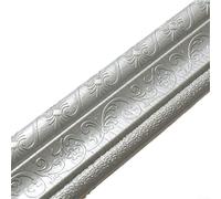 Volakebeing Self-adhesive 3D Foam Embossed Stickers, Embossed PVC Wall, Door Frame, TV Background Wall, Cabinet, Staircase Decoration Waterproof Skirting Stickers(Silver grey)