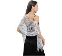 Volakebeing Sequin Tassel Shawl Wrap 175cm Elegant Evening Stole | Hand-stitched sequins, flowing tassels, light-catching design, perfect for galas, standout party look