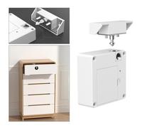 Volakebeing Smart Drawer Lock Invisible White Electronic Cabinet Lock with NFC Sensor Card No Key Hidden Drawer Lock ABS Furniture Security Lock for Home Office Cabinet
