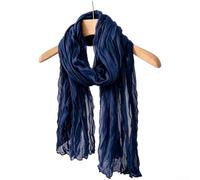 Volakebeing Soft Cotton Linen Crinkle Scarf Ladies Fashion Neck Wrap Long | Unique crinkle texture, cotton-linen blend, breathable all-season wear, UV protection, solid color design